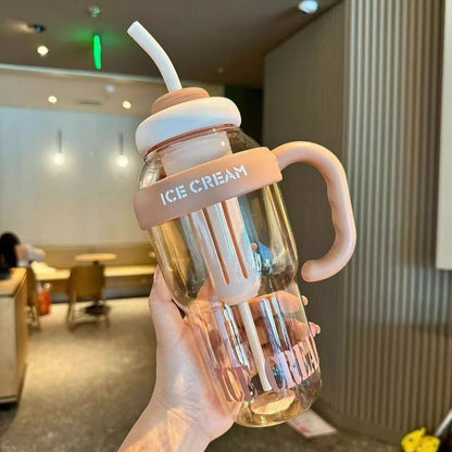 Termo Vaso tipo Ice Cream con pajilla y tapa antiderrame