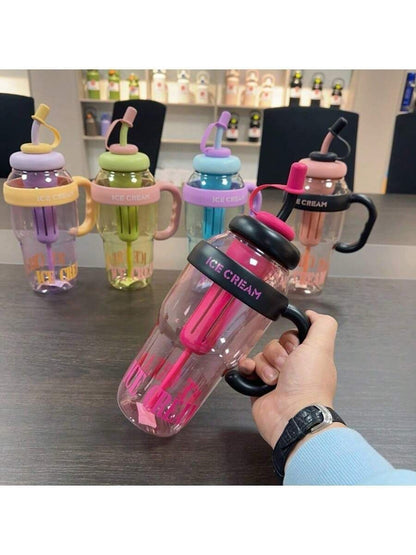 Termo Vaso tipo Ice Cream con pajilla y tapa antiderrame