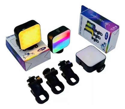 Luz LED Recargable para Cámara, Celular o Computadora – Multicolor y Portátil