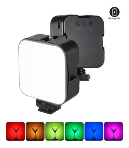 Luz LED Recargable para Cámara, Celular o Computadora – Multicolor y Portátil