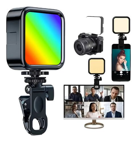 Luz LED Recargable para Cámara, Celular o Computadora – Multicolor y Portátil
