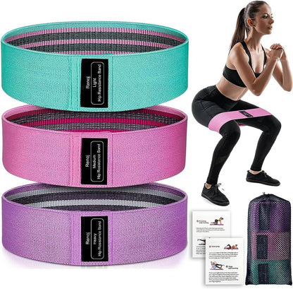 Bandas de Resistencia para Glúteos y Piernas – Set de 3 Niveles (Ligero, Medio y Pesado)