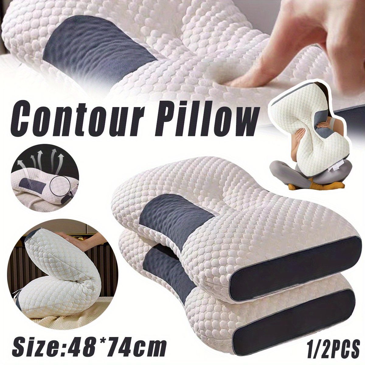 Almohada Ortopédica de Masaje con Soporte para Cuello – Descansa Mejor Cada Noche