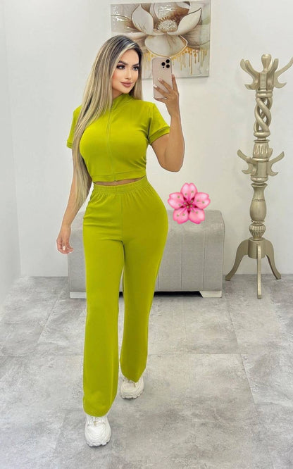 HERMOSO CONJUNTO PANTALO LARGO Y CHALECO