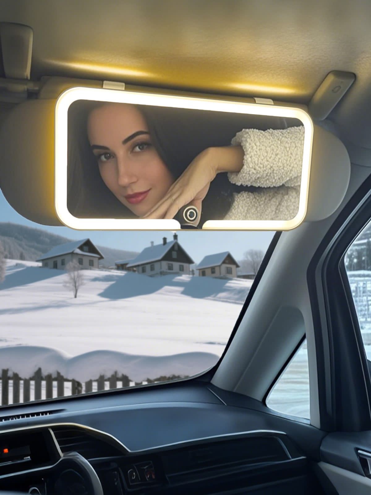 Espejo con Luz LED para Visera de Carro
